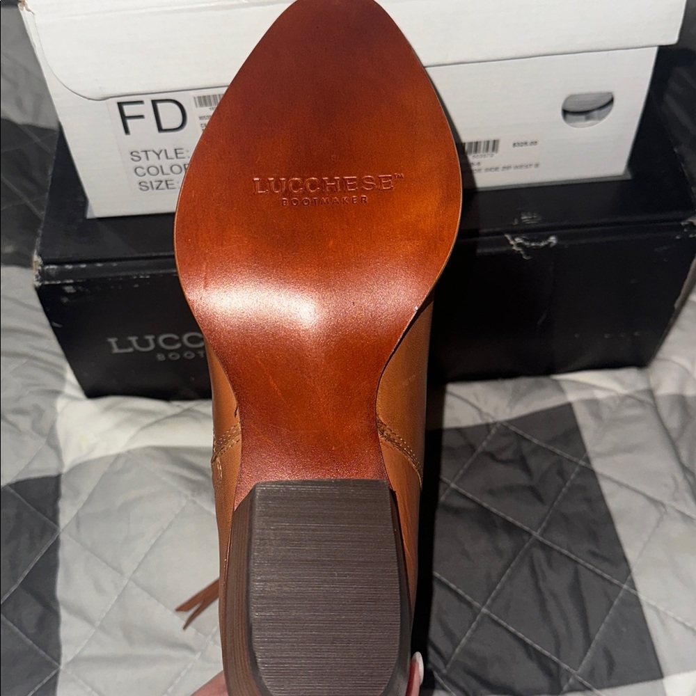 Lucchese Brown Leather Heeled Boots - Picture 4 of 5